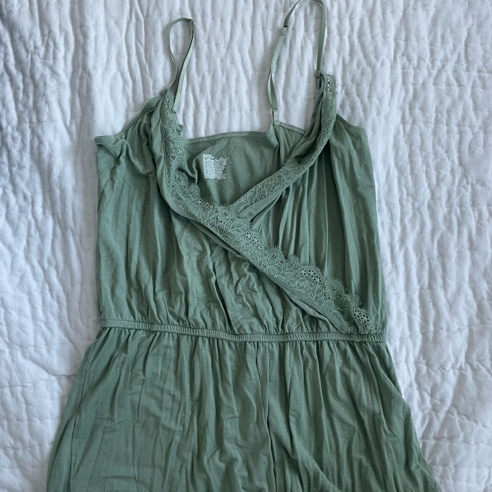 Green Romper with lace detail